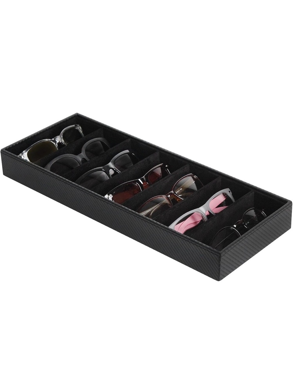 Black Sunglasses Organizer Tray with Multiple Compartments